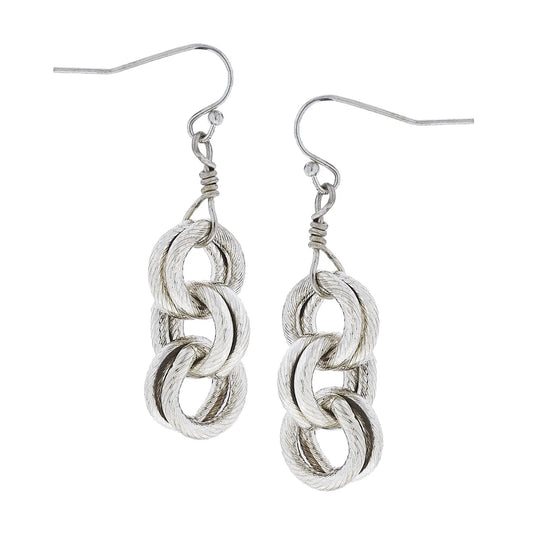 DOUBLE LINK CHAIN EARRINGS - SILVER