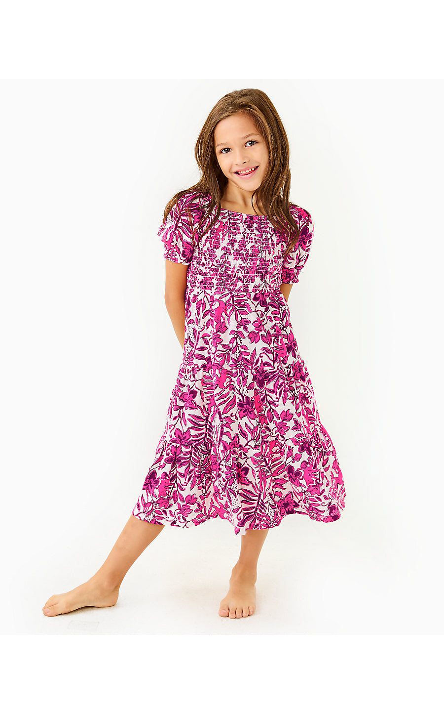 MINI JILLY SLEEVED MIDI DRESS - ELDERFLOWER BLOSSOM - LIL ESCAPE PLAN