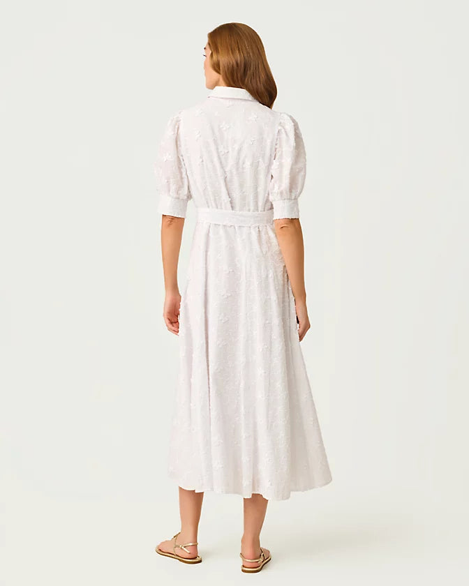 Larkyn Midi Shirtdress - Resort White Monarch Embroidered