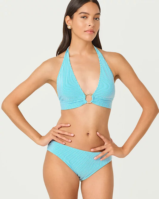 Ketos Bikini Top - Capri Blue Seersucker Stripe