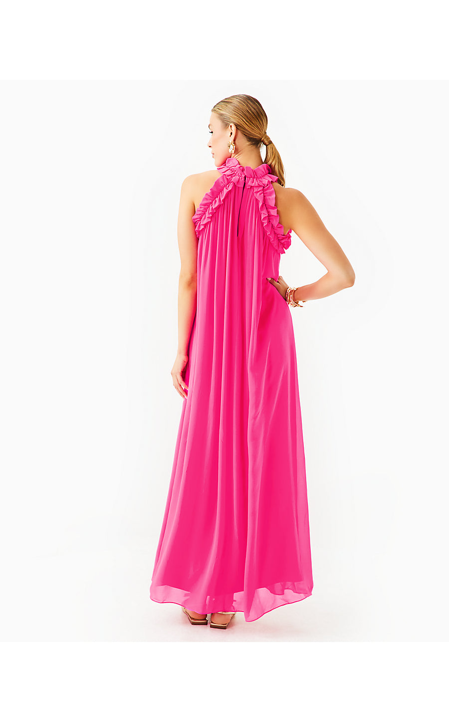 FLORIAN SILK MAXI DRESS - PASSION FRUIT PINK