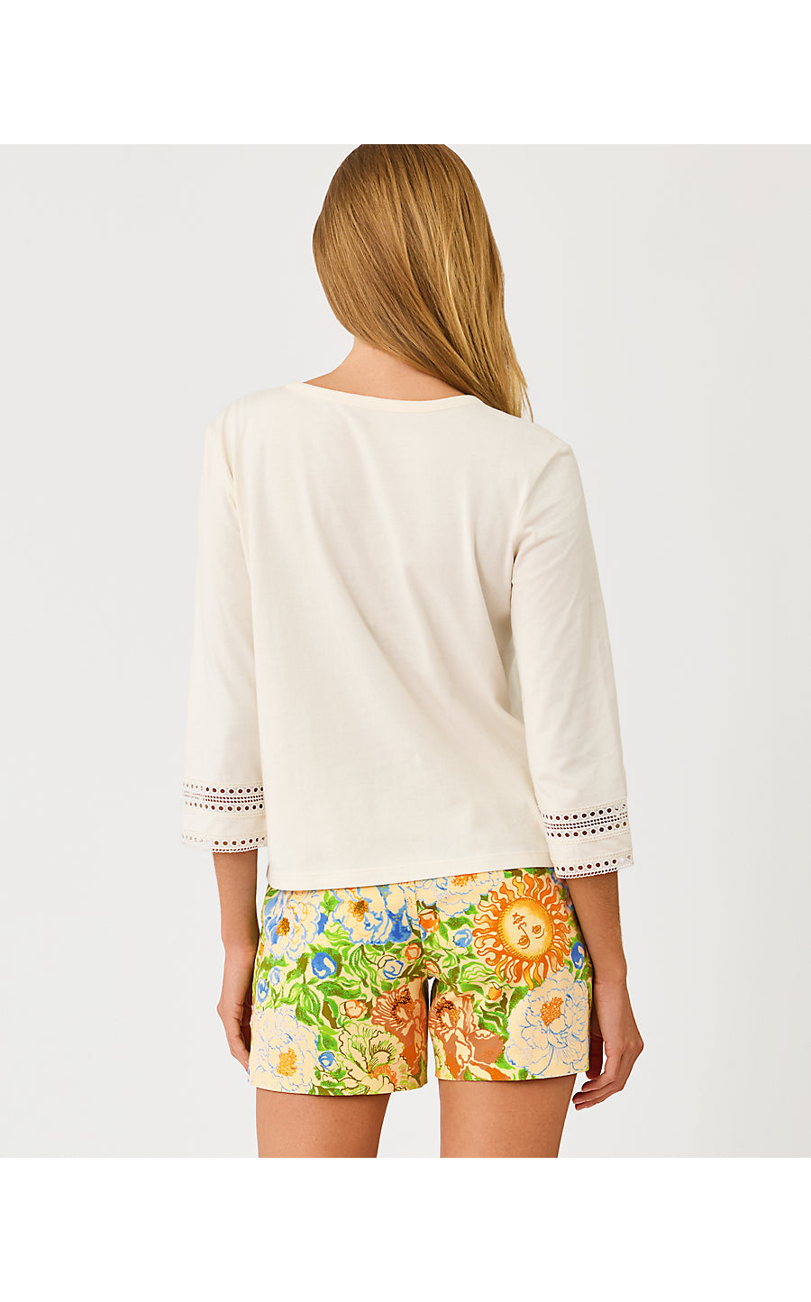 CLAIRMONT 3/4 SLEEVED TOP - COCONUT