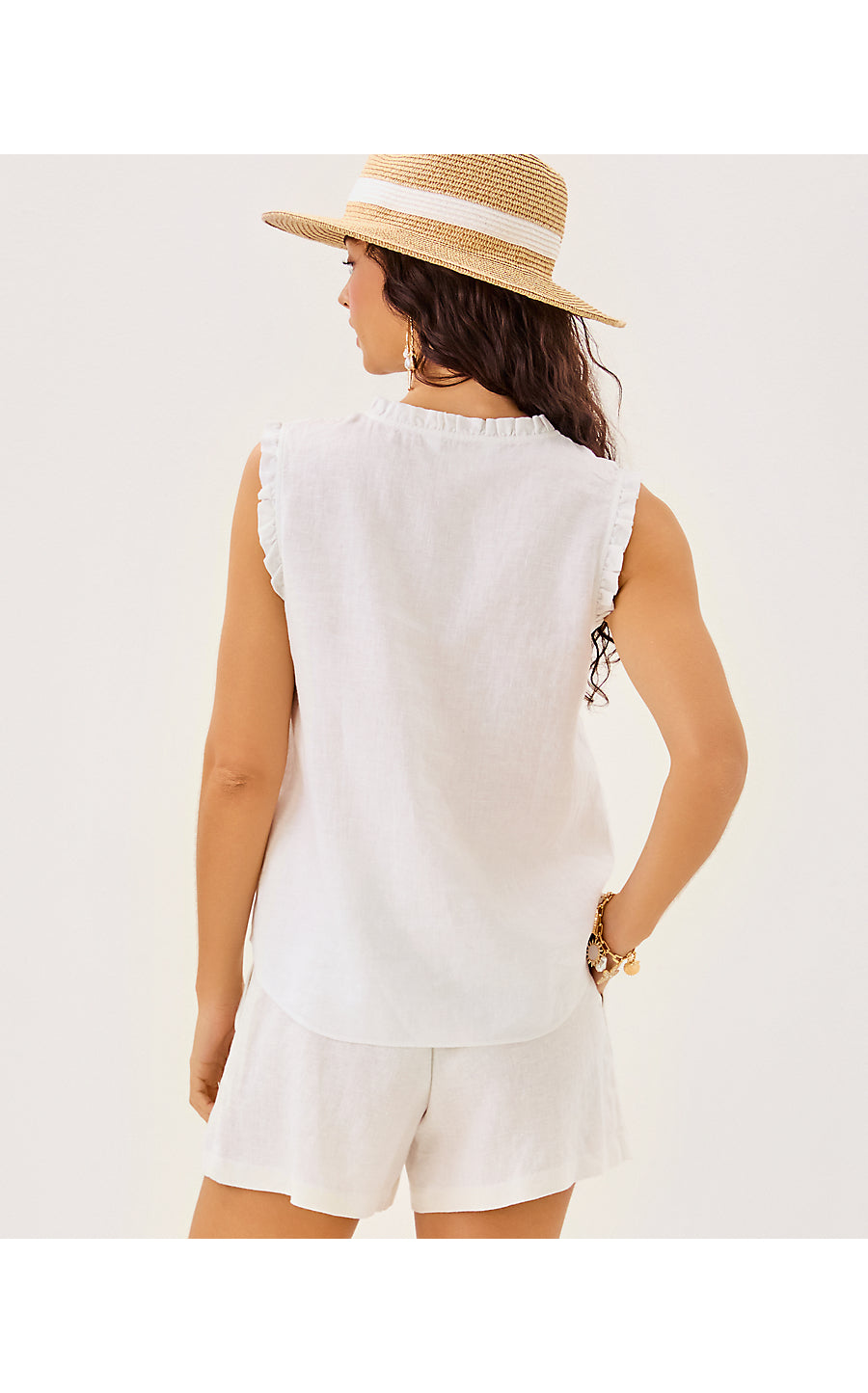 KAVALLA SLEEVELESS RUFFLE - RESORT WHITE
