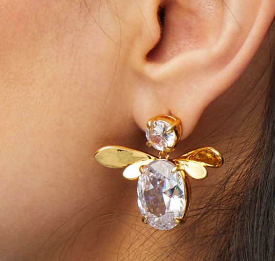 CRYSTAL HONEYBEE DROP EARRINGS