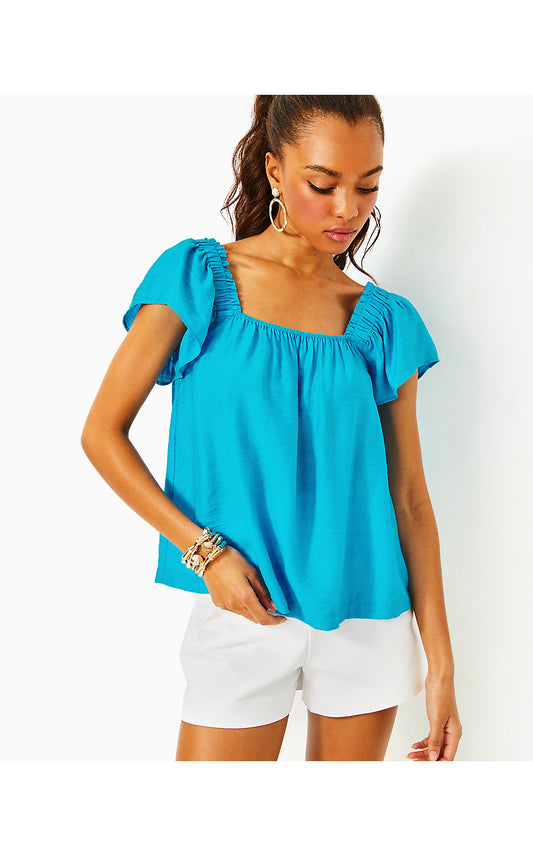 CARALISA SHORT SLEEVE TOP - TANGIER TEAL