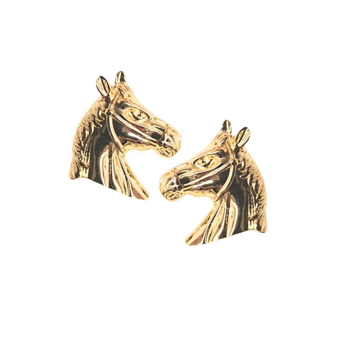 Gold Horse Stud Earrings