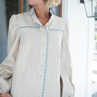 Gold Scalloped Shirt Dress