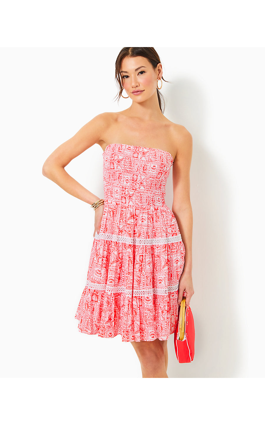 KELVINA SMOCKED DRESS- MIZNER RED - SEASIDE HARBOUR