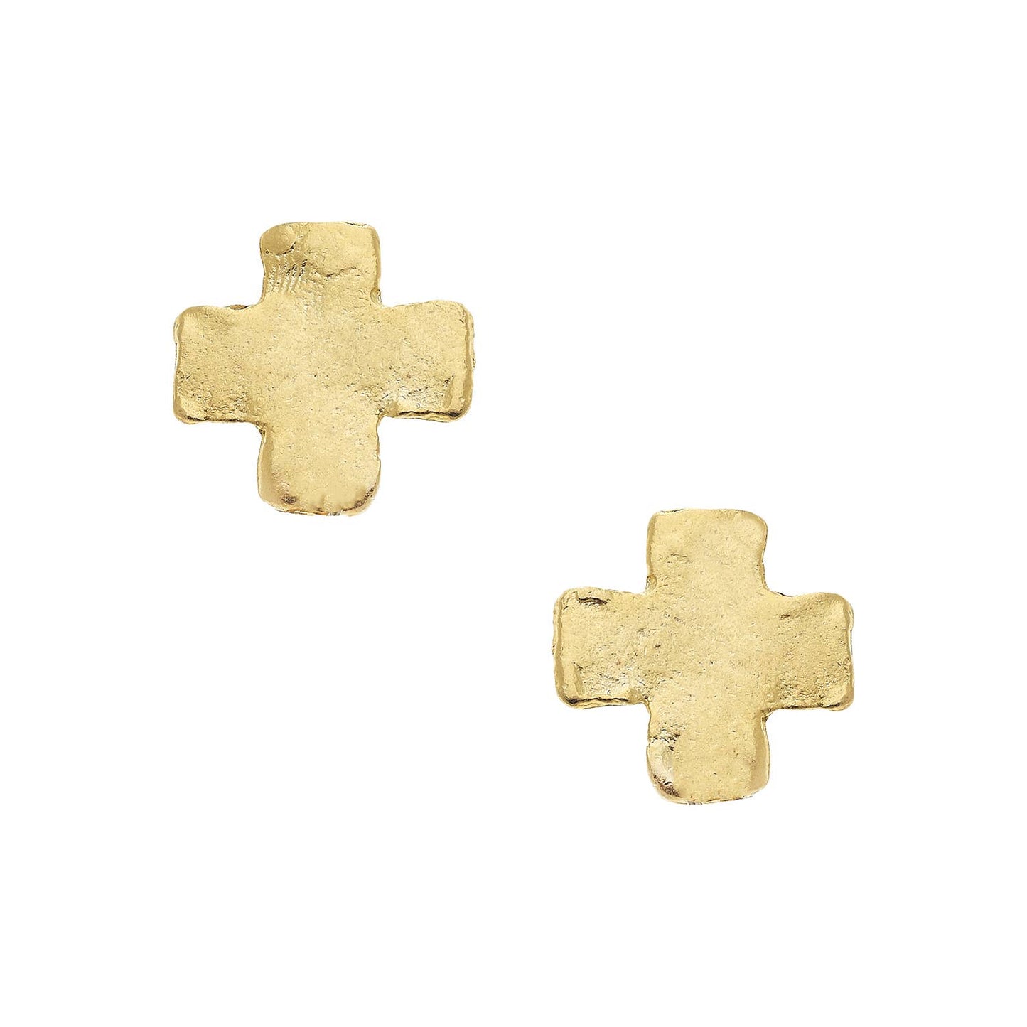 Susan Shaw - Mini Gold Square Cross Studs