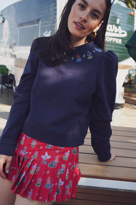 Peggy Sweatshirt- Navy with Embroidery