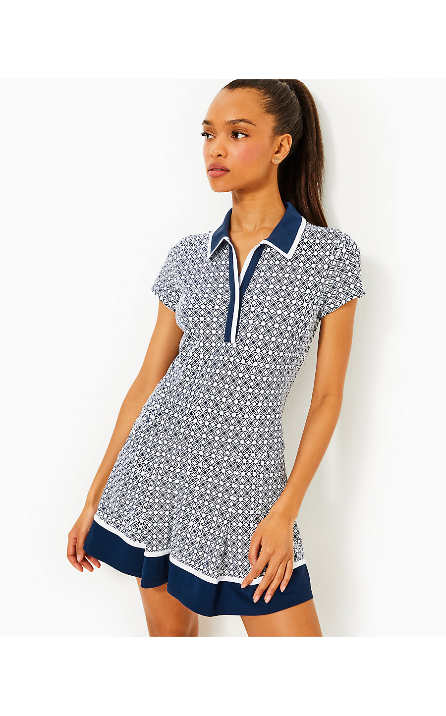 JESSAMY DRESS UPF 50+ - LOW TIDE NAVY X RESORT WHITE - BUTTERFLY PATTERN