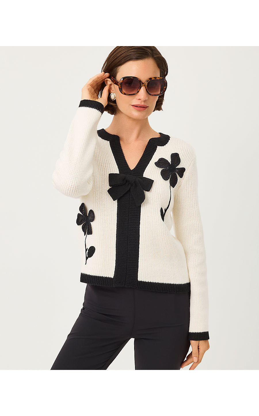 ESMERALDA SWEATER - COCONUT - FANCY FLEUR APPLIQUE