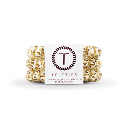 TELETIES - Spiral Hair Coils | Large | Leopard Hair Ties