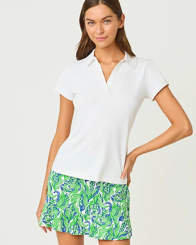 Frida Scallop Polo UPF 50+ -Resort White