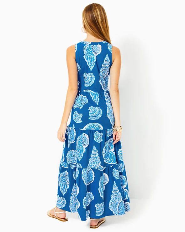 SYDNEE MAXI DRESS - BARTON BLUE - SHELL OF A GOOD TIME OVERSIZED