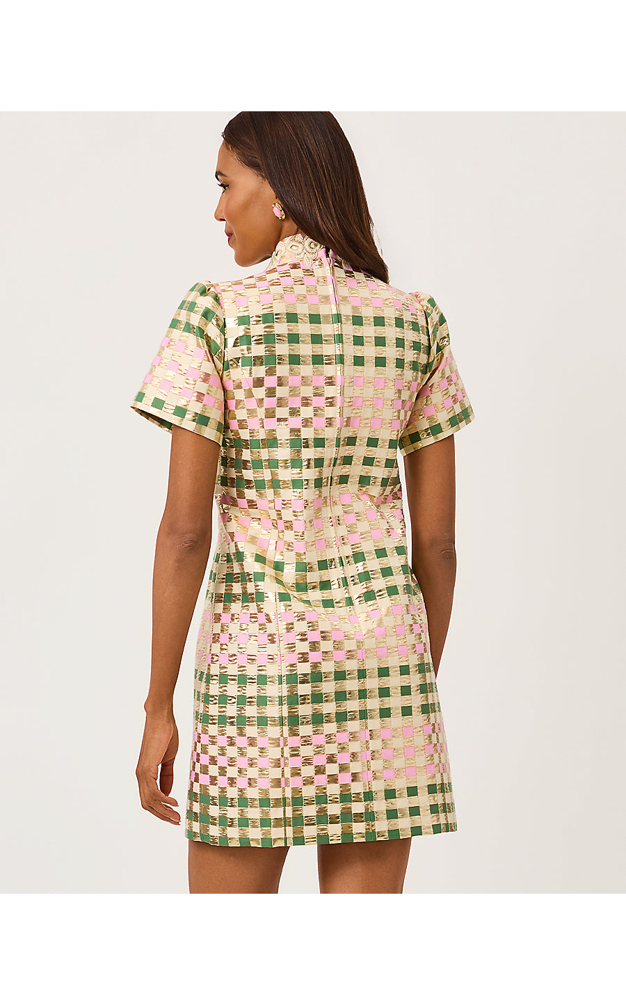 CARTY JACQUARD SHIFT-OREGANO-GOLDEN GINGHAM JACQUARD