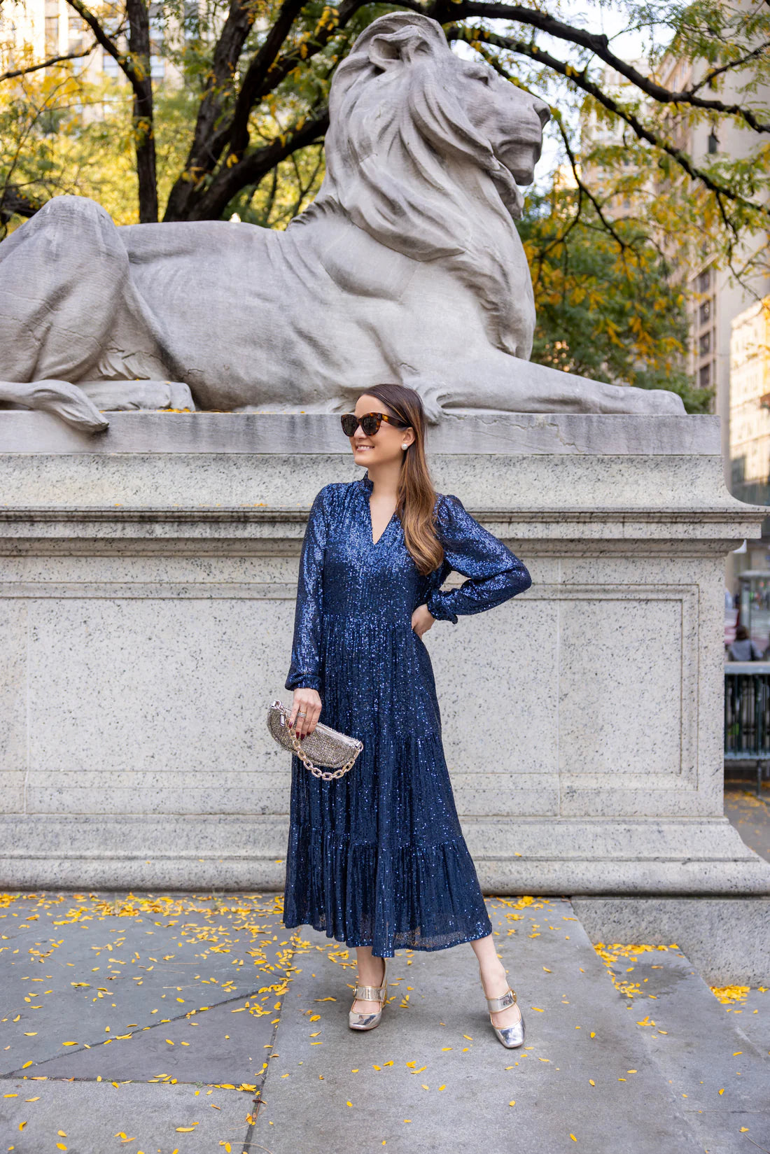 ANNE MIDI DRESS - NAVY SEQUIN