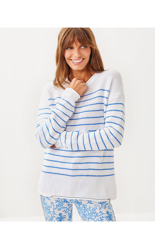 LOTAN SWEATER - SUNWASHED BLUE - TIDEPOOL STRIPE