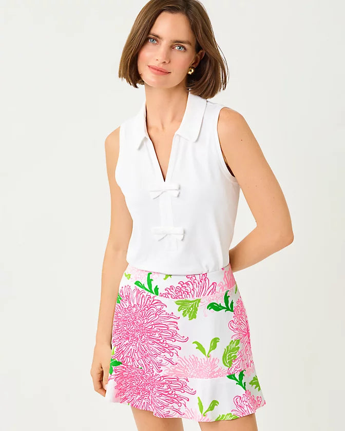 FRIDA SLEEVELESS BOW POLO - RESORT WHITE