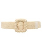 Rectangle Buckle Straw Stretch Belt