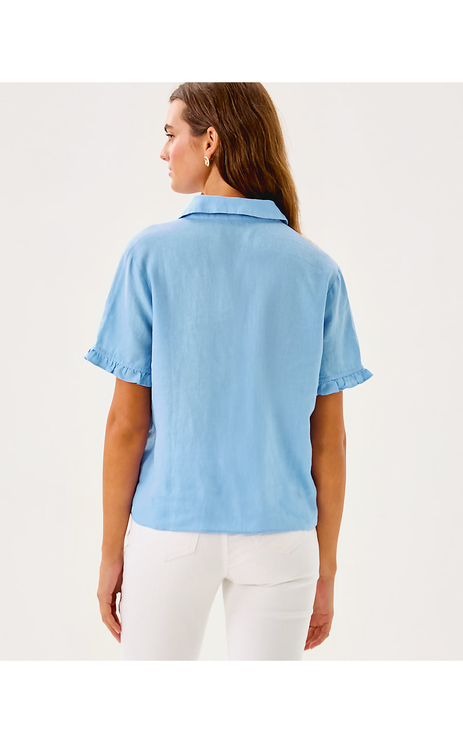 CARDEN RUFFLE TOP - JACARANDA BLUE