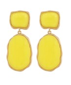 Geometric Oval & Square Earrings - Yellow/Gold