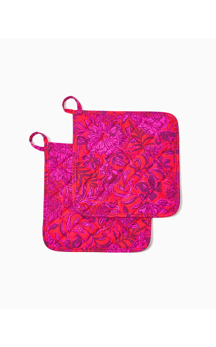 SET OF 2 POT HOLDERS-AMARYLLIS RED-SECRET HIDEAWAY