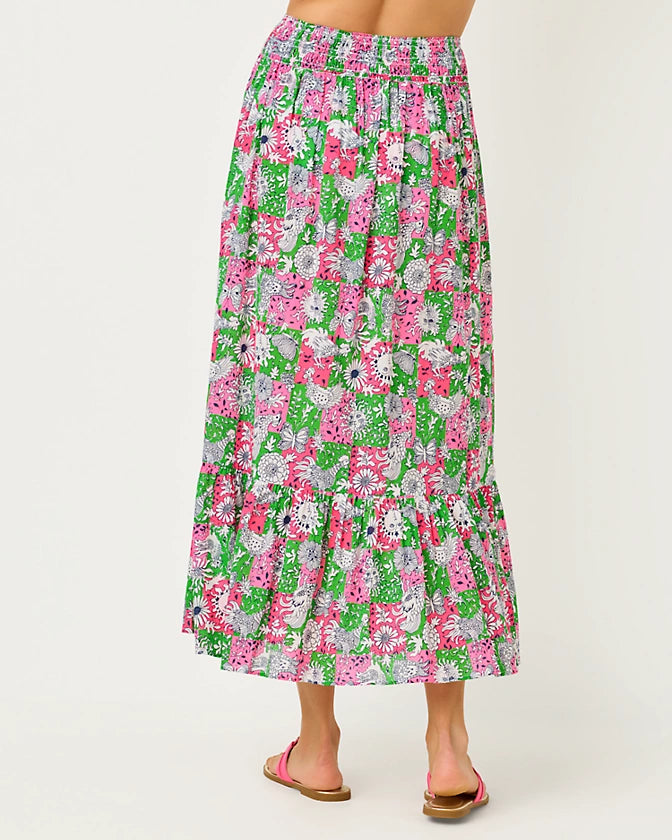 Enzo Maxi Skirt Coverup Cherry Blossom Pink Lil Chicken Check