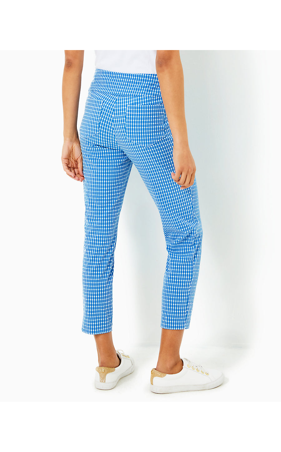 CORSO CROP PANT UPF 50+ - MORELLE BLUE - PERFORMANCE GINGHAM