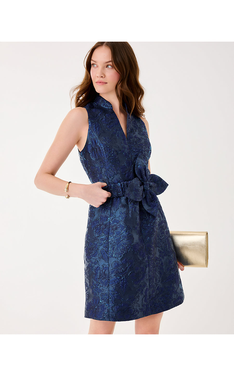 TAZIE DRESS-LOW TIDE NAVY-NIGHTSHADE BROCADE