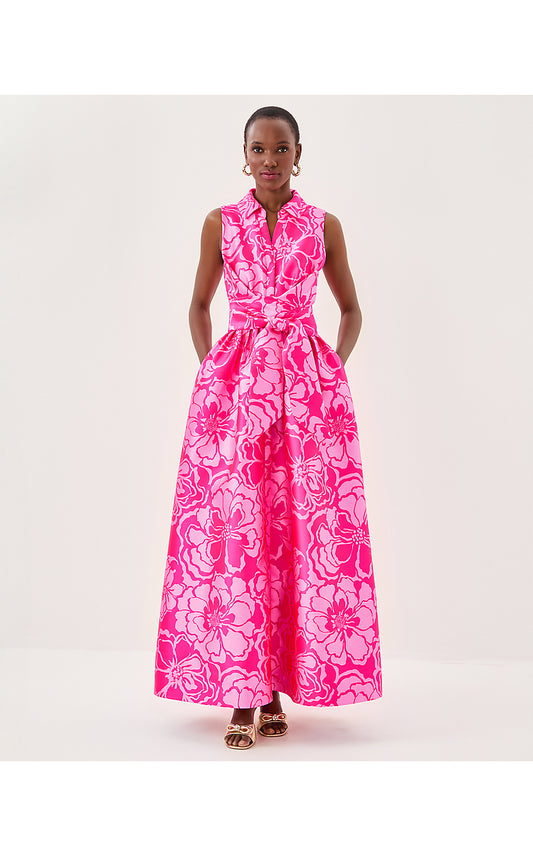 MARRIA MAXI DRESS - PARIGI PINK - GO BIG SATIN JACQUARD