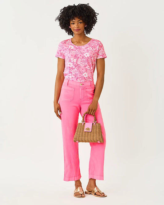 AMIKO LINEN PANT - CHERRY BLOSSOM PINK