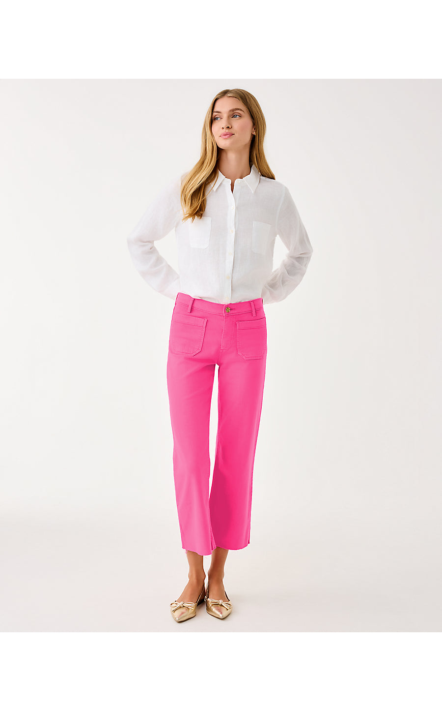 HARLEEN HIGH RISE CROP JEAN - SUN SHELL PINK