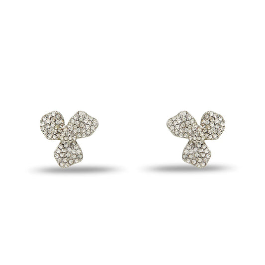 PAVE TRILLIUM STUD EARRINGS- CRYSTAL