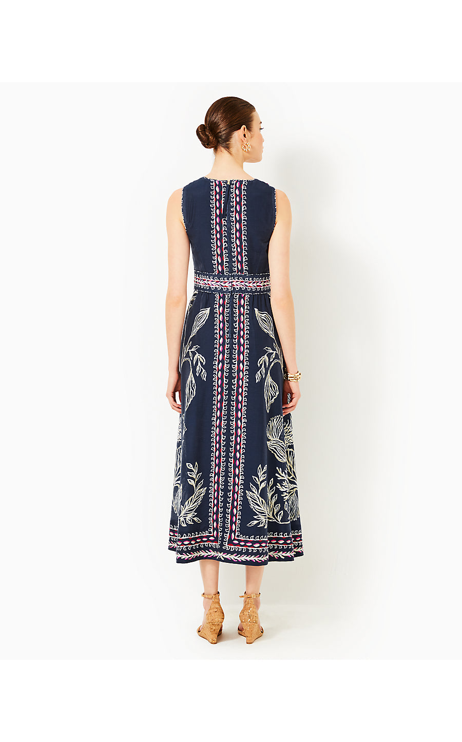 DANIELLA MIDI DRESS - LOW TIDE NAVY - COASTAL LOCALE ENGINEERED WOVEN DRESS