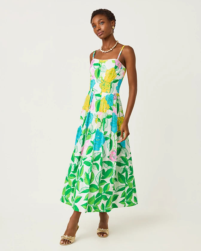 Kenni Midi Dress - Multi Rose Bud Engineered Woven Dress