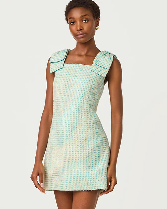 Anders Skirted Romper - Capri Blue Fantasy Boucle