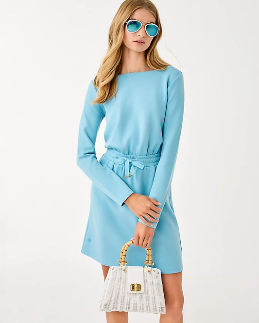 CARRICK LONG SLEEVE DRESS - BELLEVUE BLUE