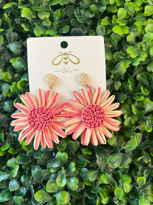 DAISY DROP EARRINGS - NATURAL/PEACH