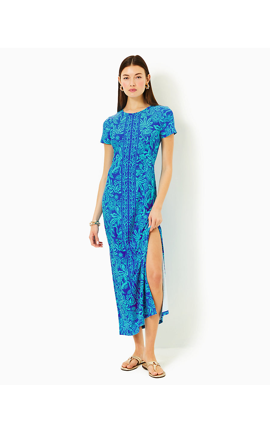 KADEN MAXI DRESS- MARTINIQUE BLUE - JUNGLE OASIS