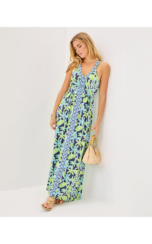 CARMILLA MAXI DRESS - SAPPHIRE POOL - TROPICAL TANGO ENGINEERED KNIT MAXI