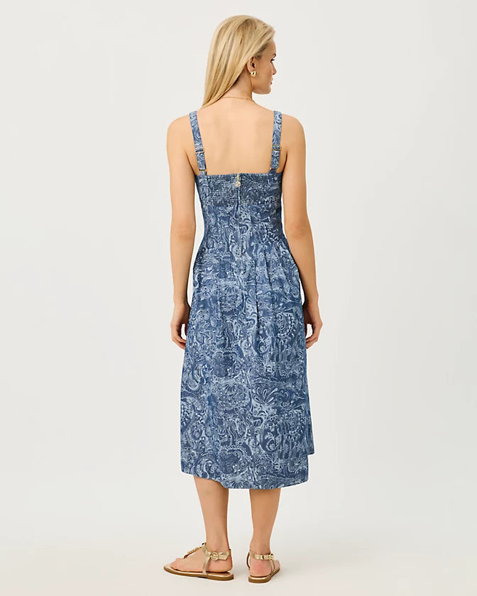 CALLOWAY MIDI DRESS - INDIGO - ALL DAY CHAMBRAY PAISLEY PARADE PIGMENT