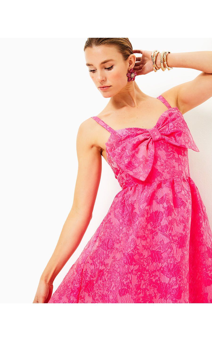 ELLARA MIDI DRESS - PASSION FRUIT PINK - LEAF AN IMPRESSION