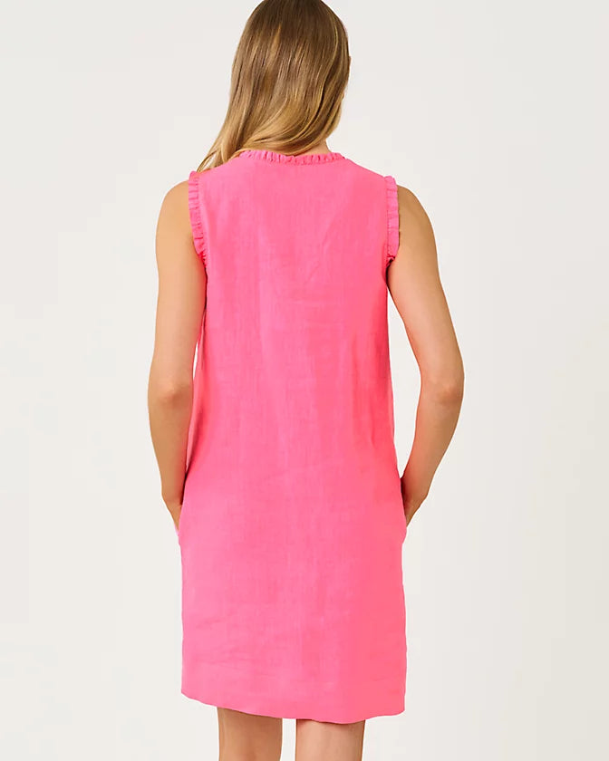 KAVALLA LINEN DRESS - CHERRY BLOSSOM PINK - -