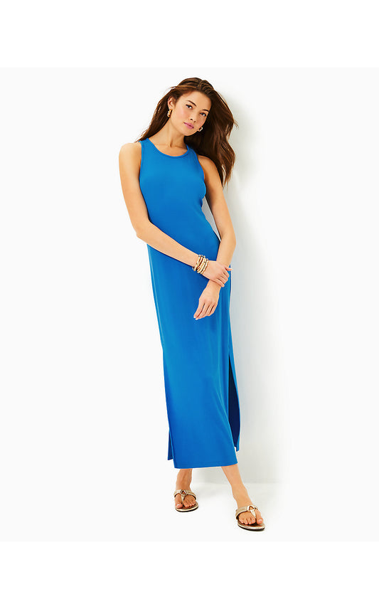 ULLA RIB KNIT MAXI DRESS - MORELLE BLUE