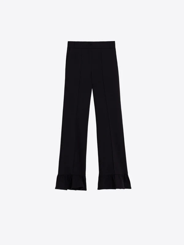 Knit Ruffled Pant - Black