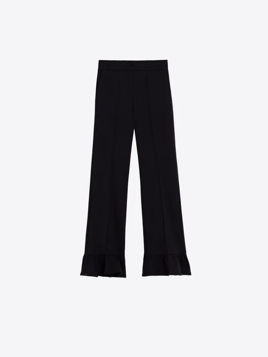 Knit Ruffled Pant - Black