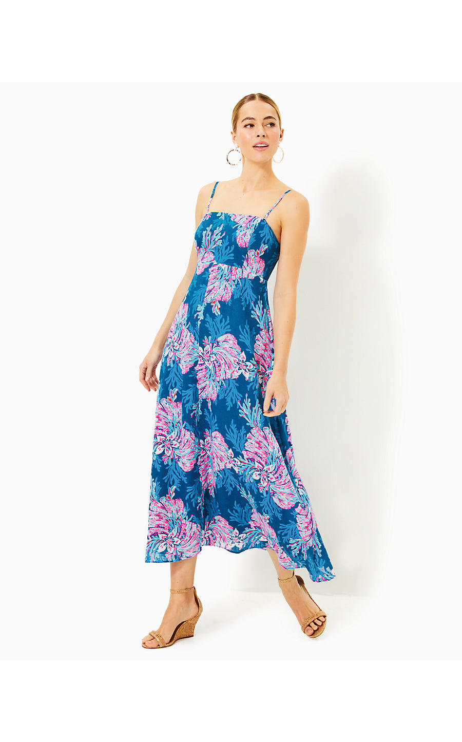 JORGIAN LINEN MIDI DRESS - MULTI - FOR THE FANS