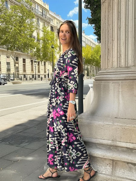 NAVY IKAT DRESS