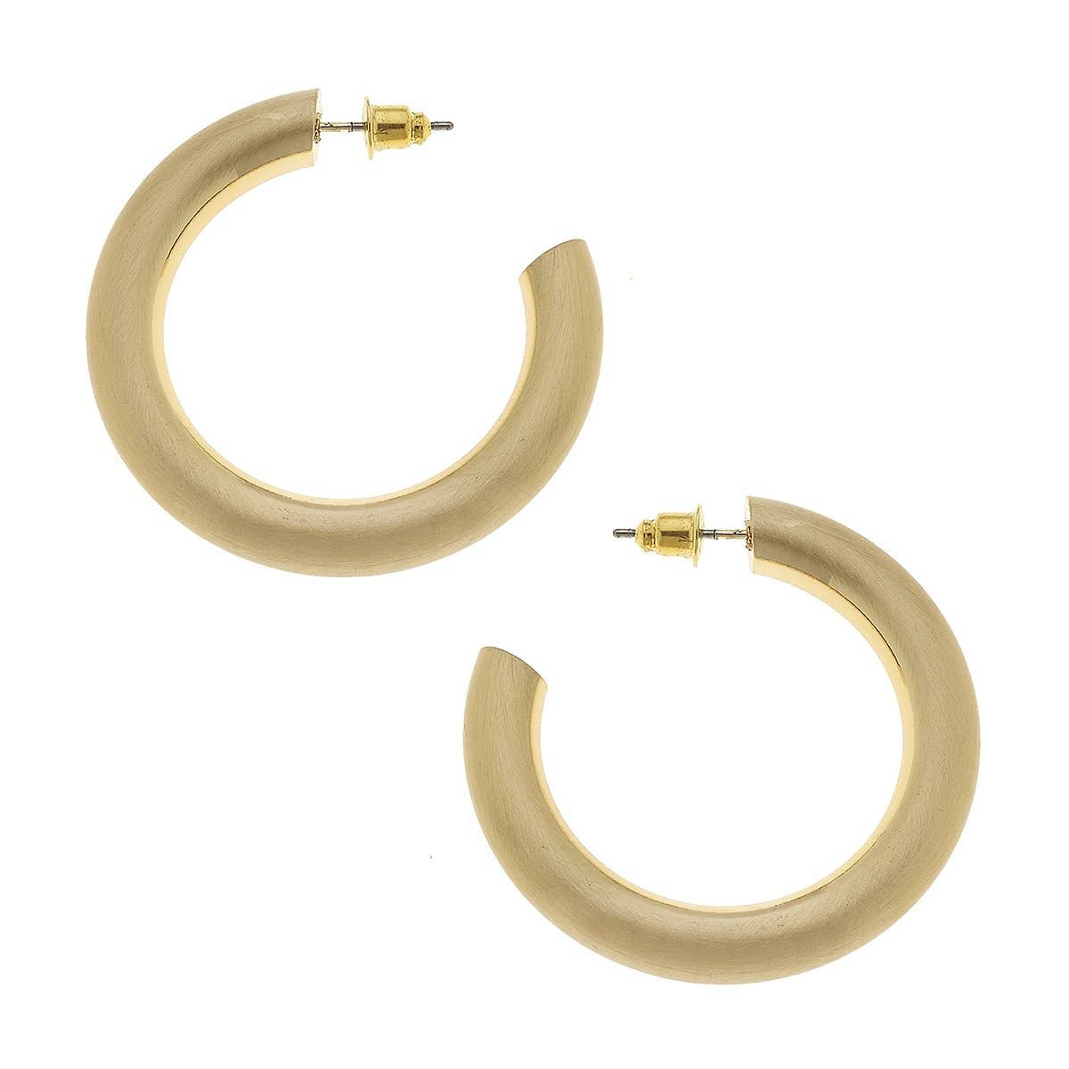 Arabella Hoop Earrings in Gold Satin